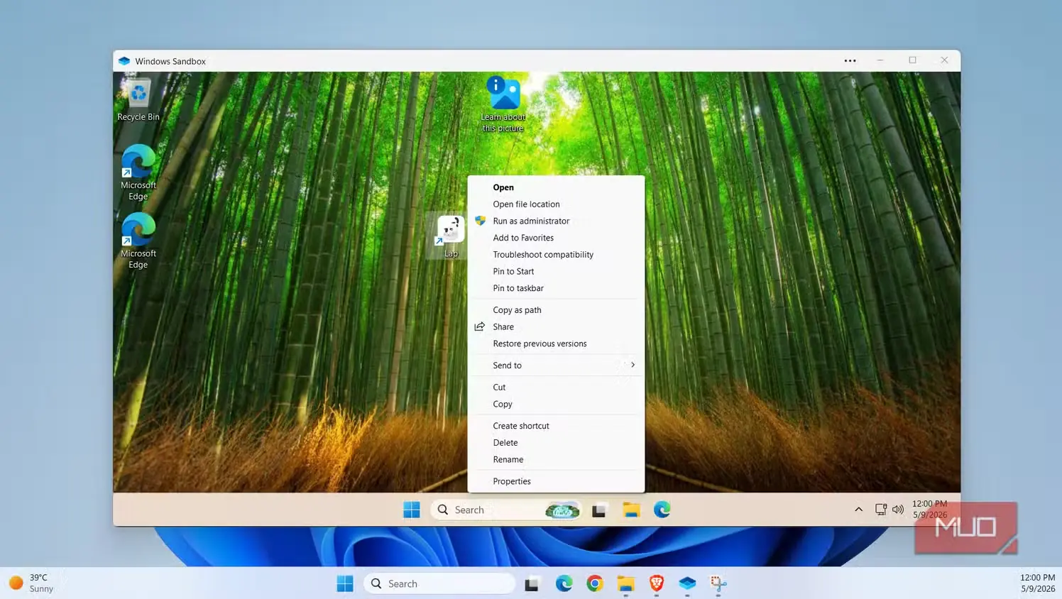 اجرای برنامه با دسترسی مدیر در Windows Sandbox