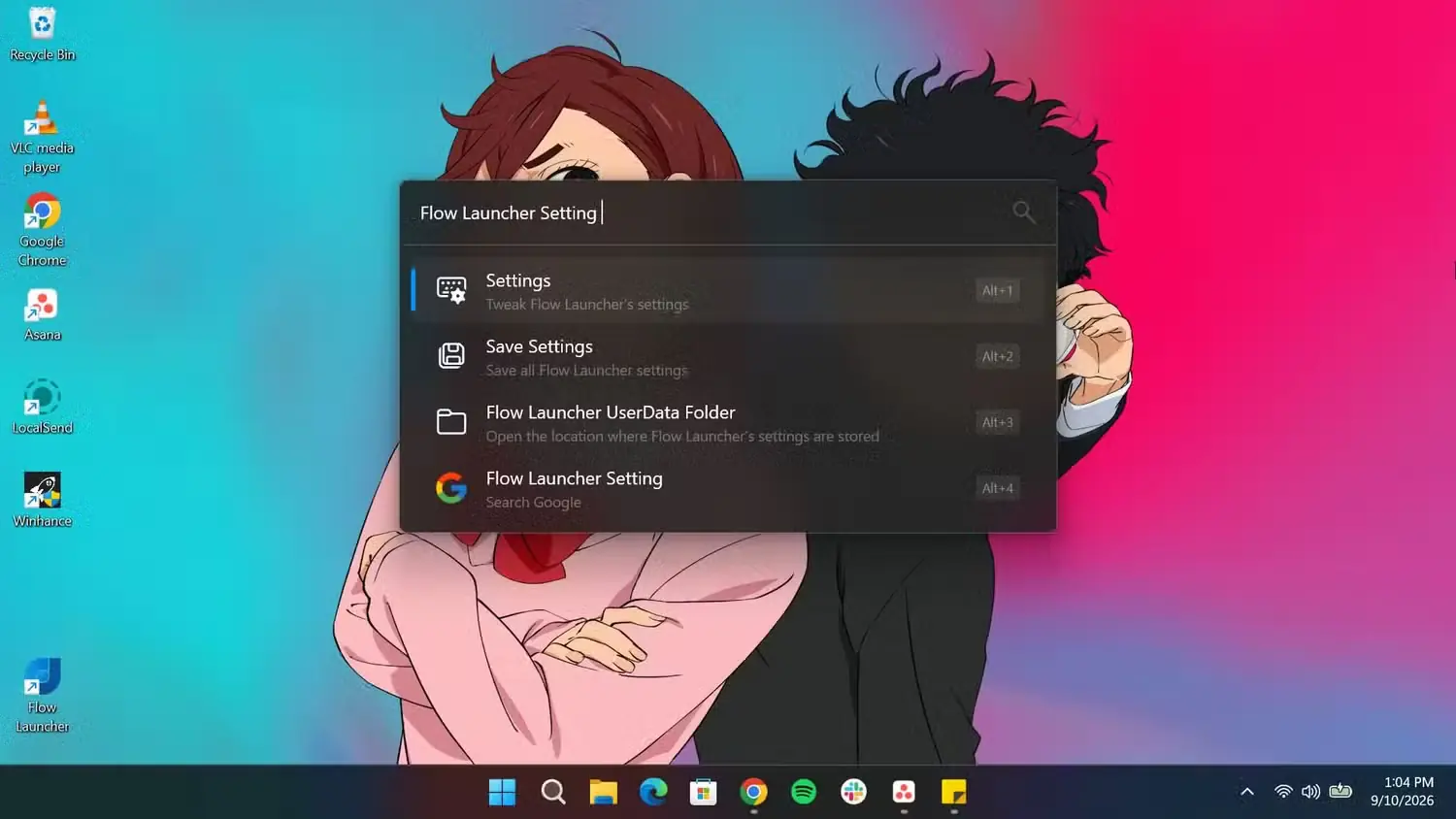 جستوجوی تنظیمات Flow Launcher