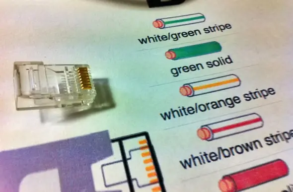 سوکت RJ45 با پینهای رو به بیننده