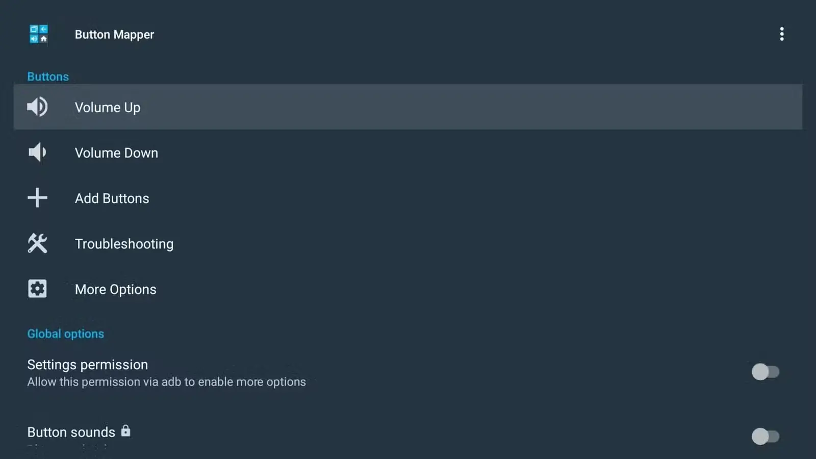 نمای برنامه Button Mapper در Google TV