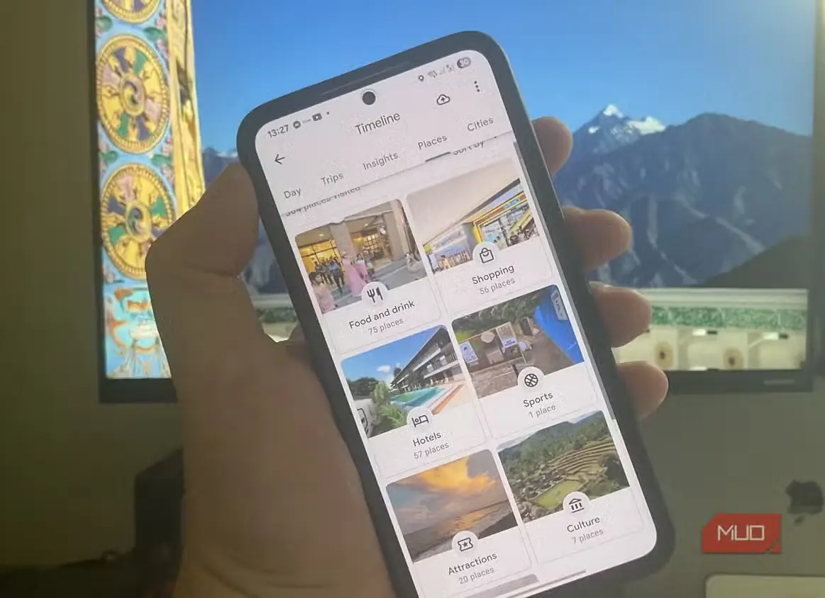 نمای نقاط دیدنی در Timeline برنامهٔ Google Maps