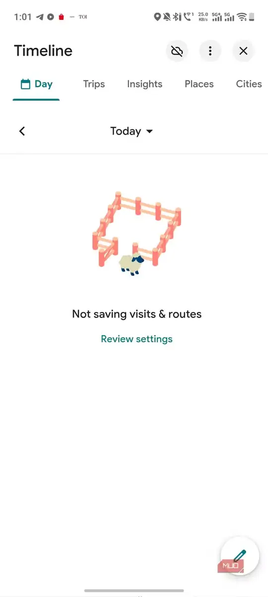 نماگرفت تنظیمات خط زمانی در Google Maps