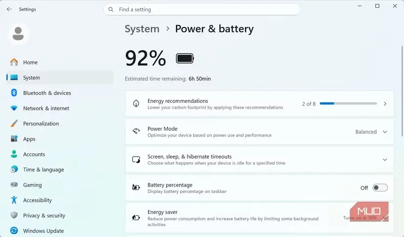 نمایش درصد باتری در Windows