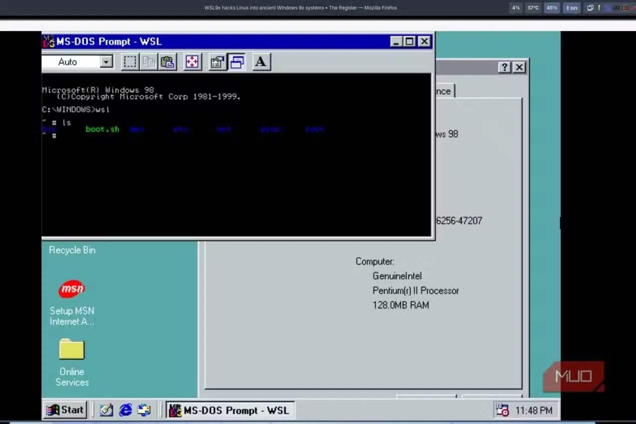اجرای WSL9x در محیط رایانه