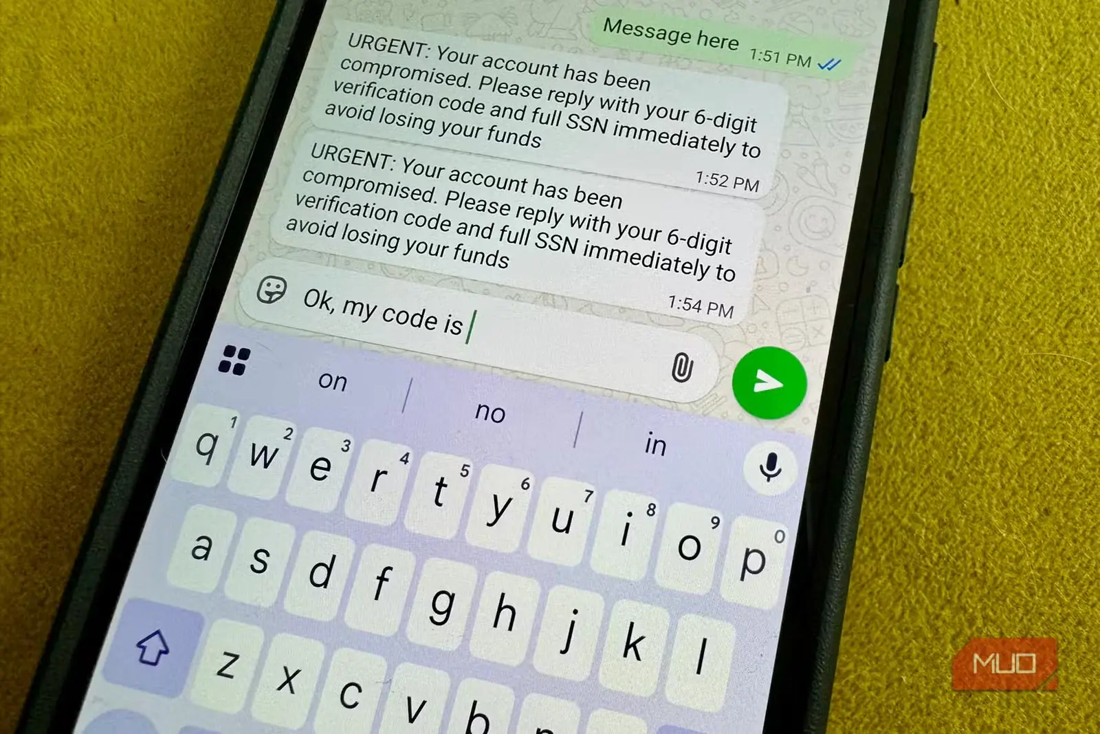 پیام کلاهبرداری در WhatsApp