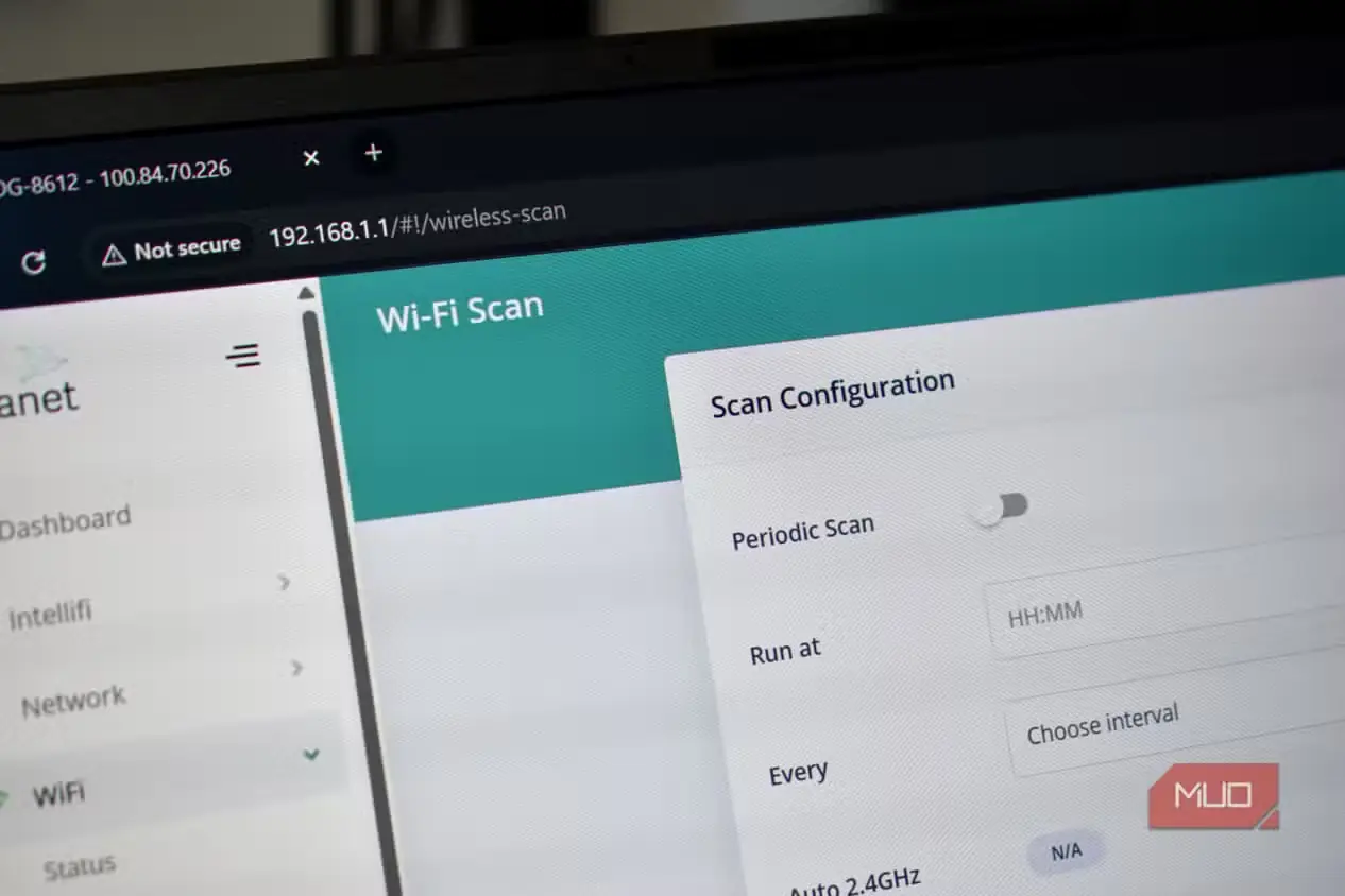 صفحهٔ پویش Wi-Fi در تنظیمات روتر