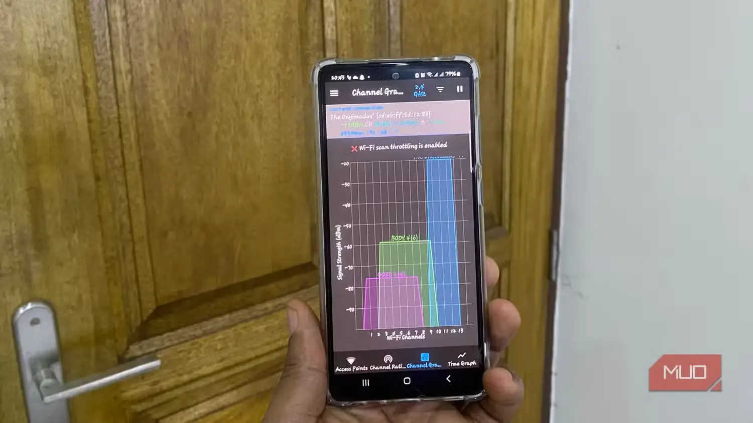 نمودار کانالها در برنامهٔ WiFi Analyzer
