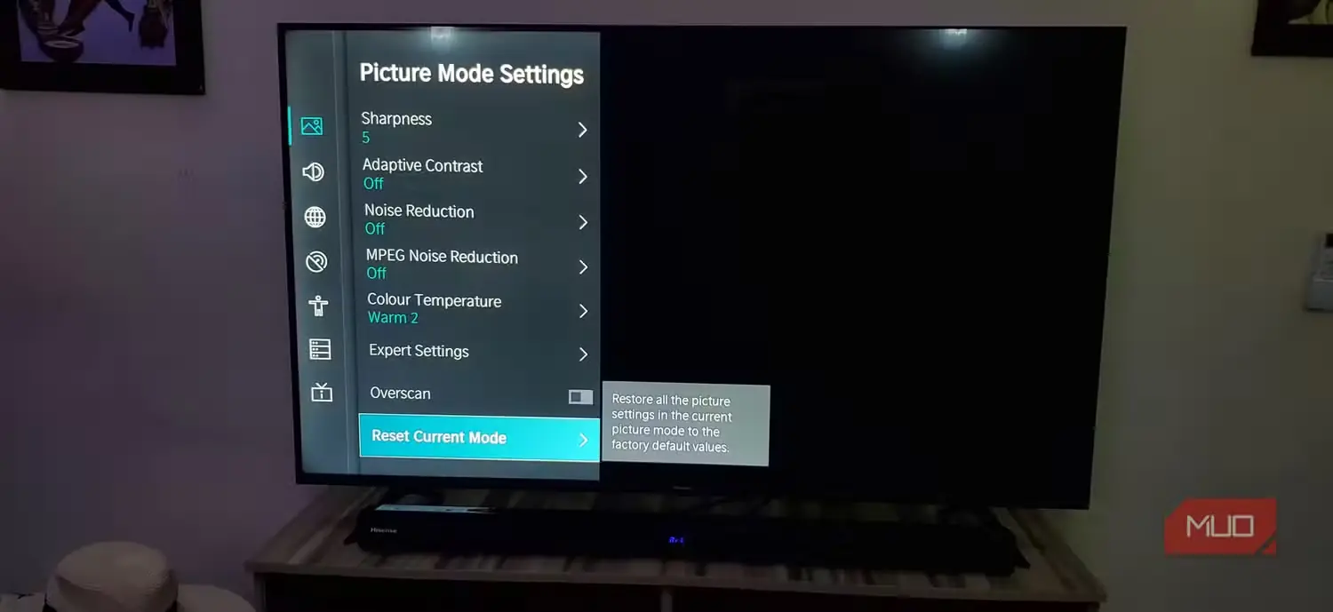 تنظیمات بیشتر حالت تصویر در تلویزیون هوشمند Hisense