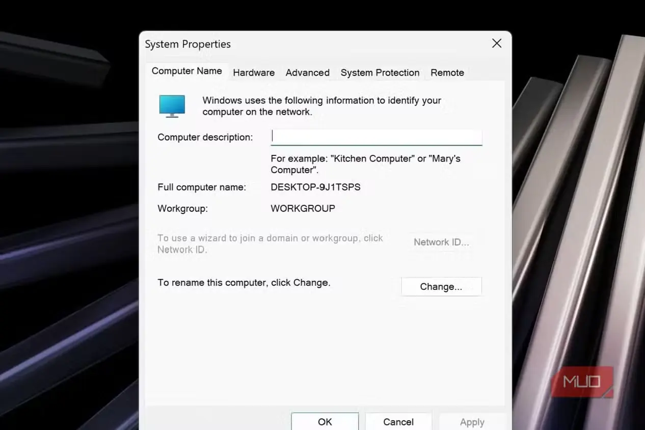 پنجرهٔ ویژگیهای سامانه در Windows 11