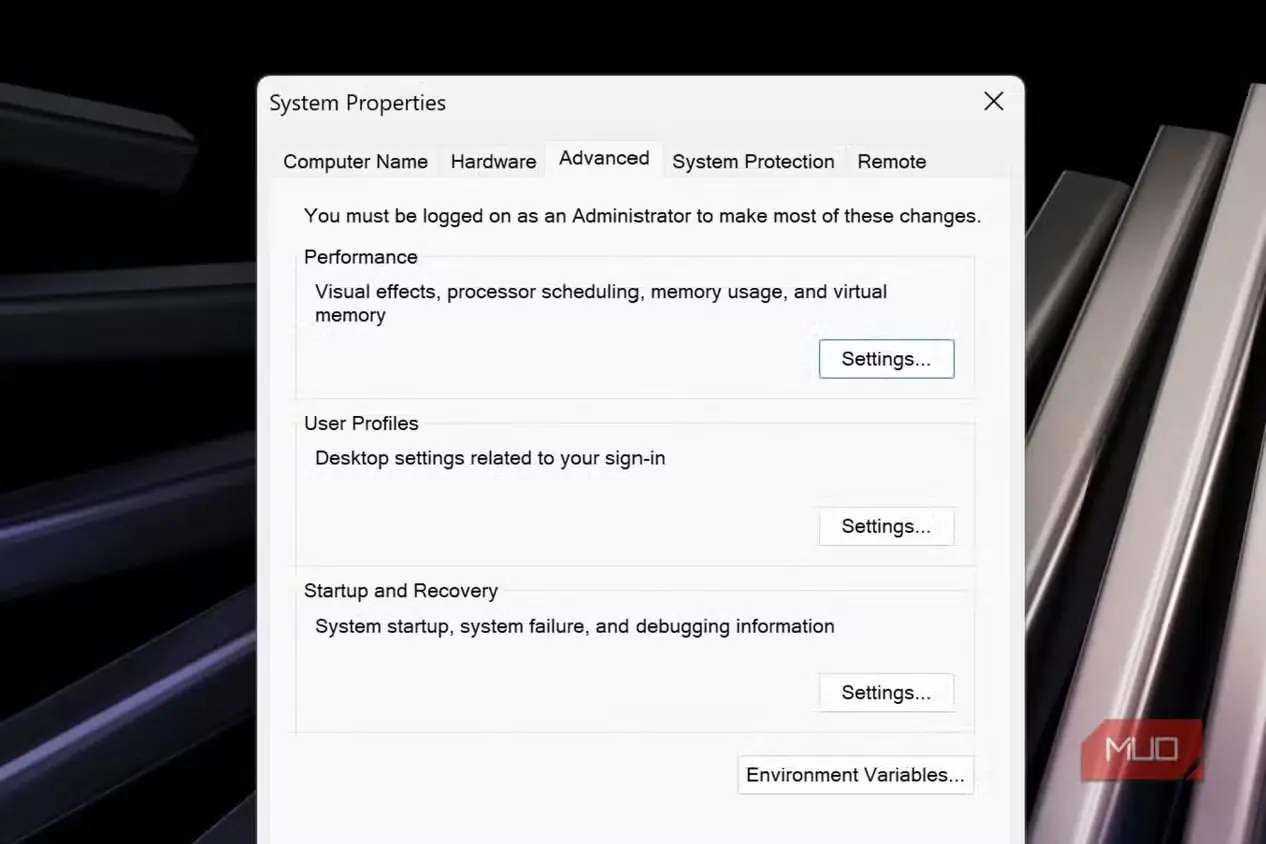 صفحهٔ تنظیمات عملکرد در Windows 11