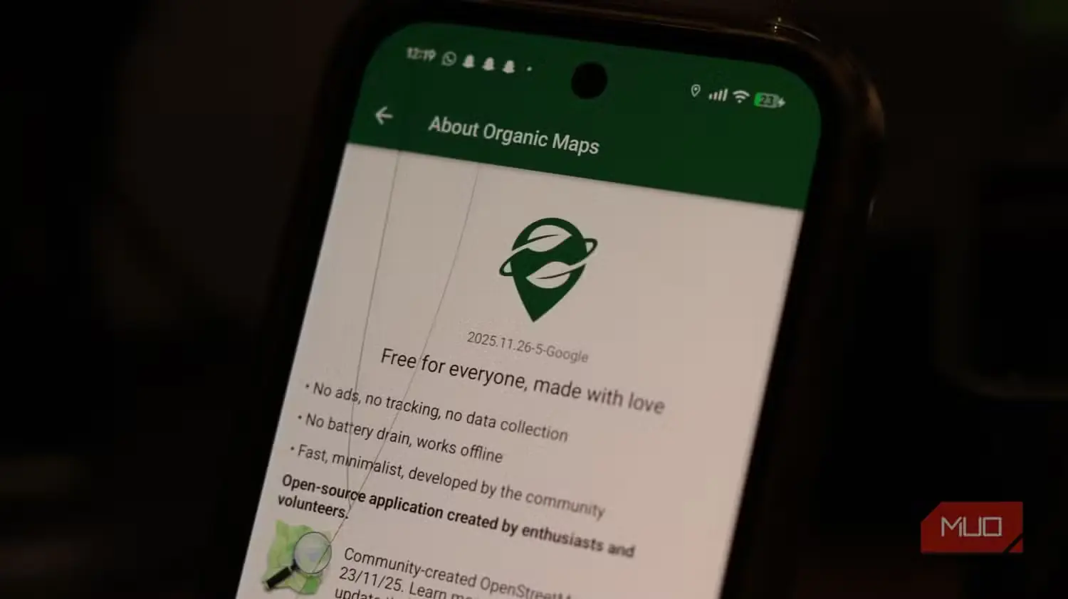 صفحه درباره برنامه Organic Maps