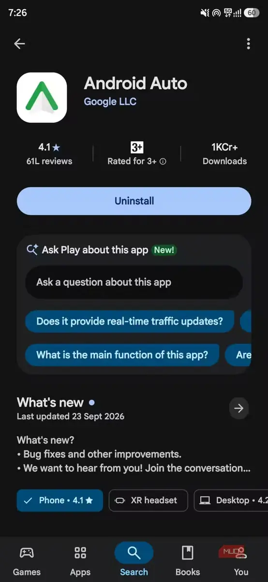 نسخه بهروز برنامه Android Auto در Play Store