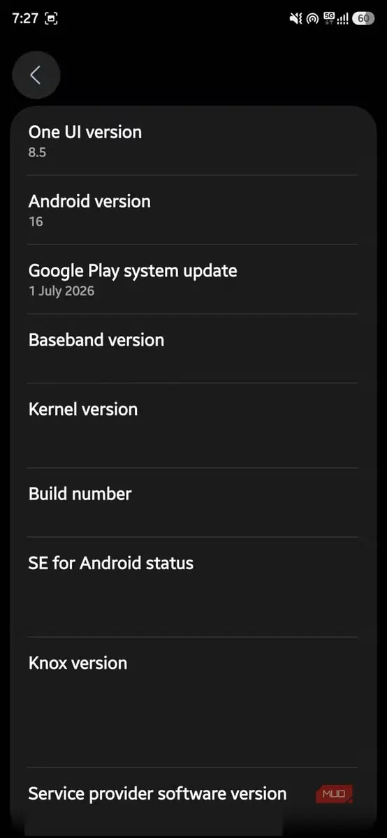 نمایش نسخه Android در گوشی Samsung Galaxy