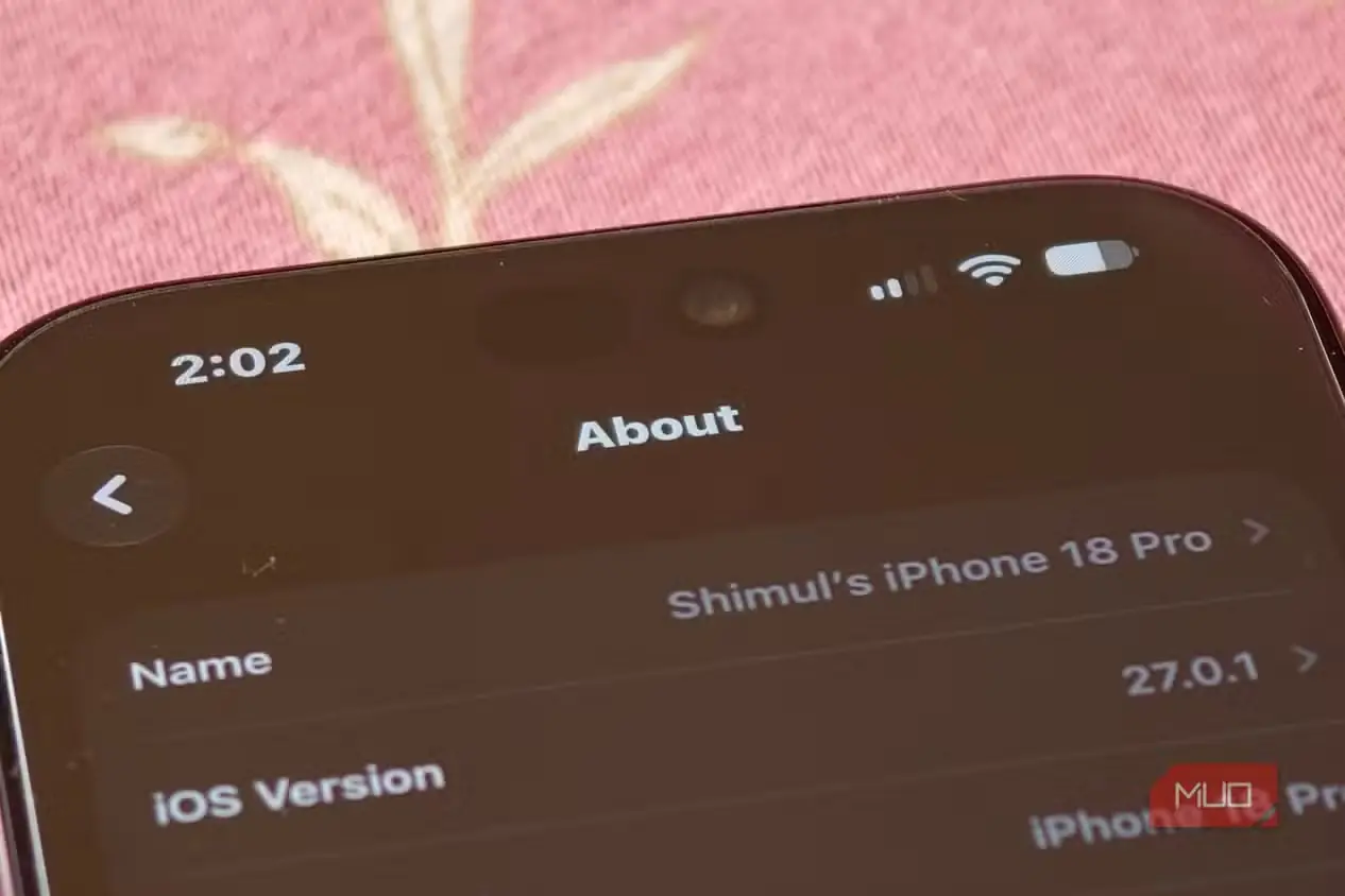 صفحه اطلاعات گوشی iPhone 18 Pro متعلق به شیمول