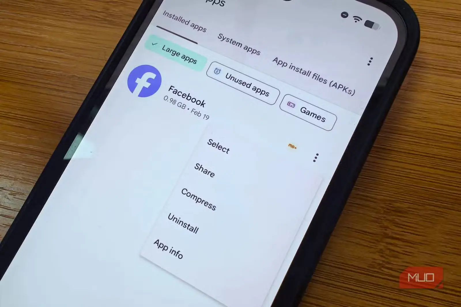 حذف برنامه در برنامه Files