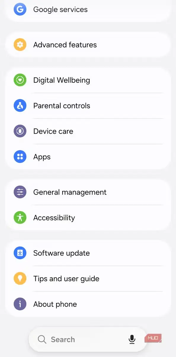 منوی برنامهها در گوشی Android