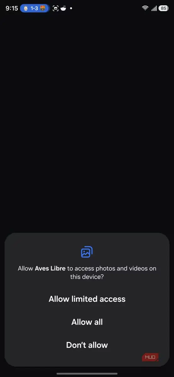درخواست دسترسی Android به عکسها برای Aves