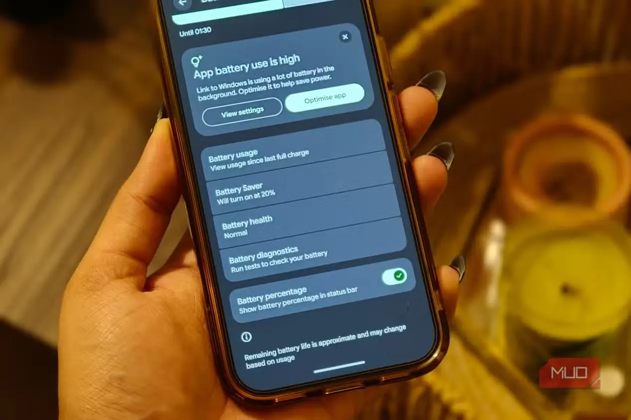 صفحه تنظیمات باتری در Google Pixel 10 Pro