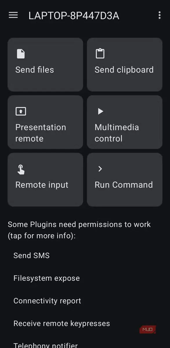 برنامه KDE Connect روی گوشی اندرویدی