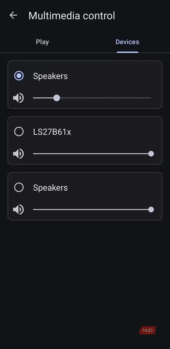 نمایش زبانه دستگاهها در برنامه KDE Connect برای اندروید