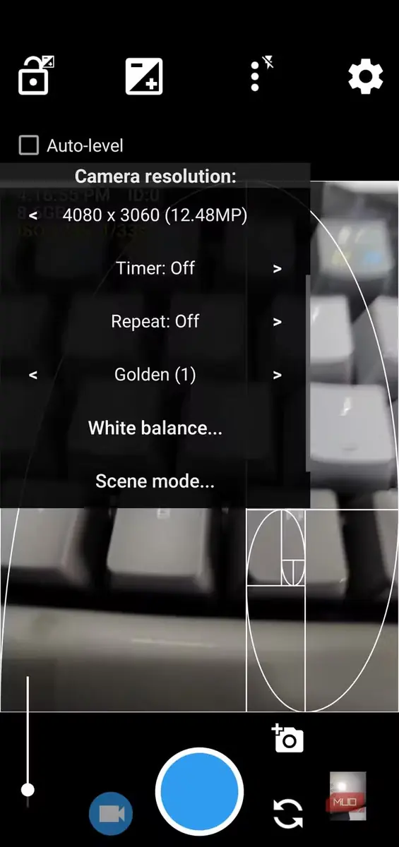 گزینههای برنامه Open Camera در اندروید