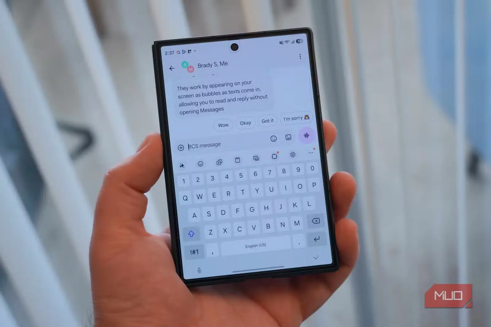 نمای Gboard روی گوشی Galaxy Z Fold 8