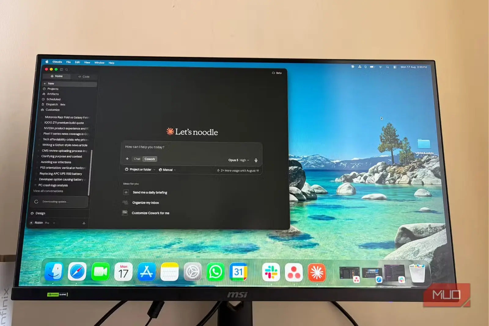 نمای باز Claude Cowork در رایانه شخصی