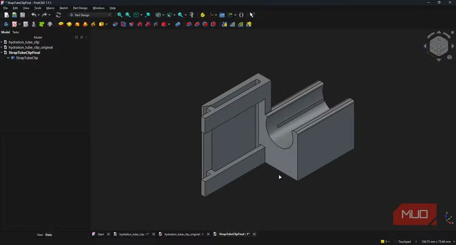 نمایش طرح نهایی Claude Code در FreeCAD