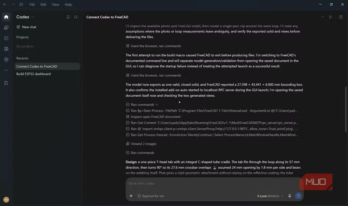 ساخت قطعهٔ جایگزین با Codex در FreeCAD