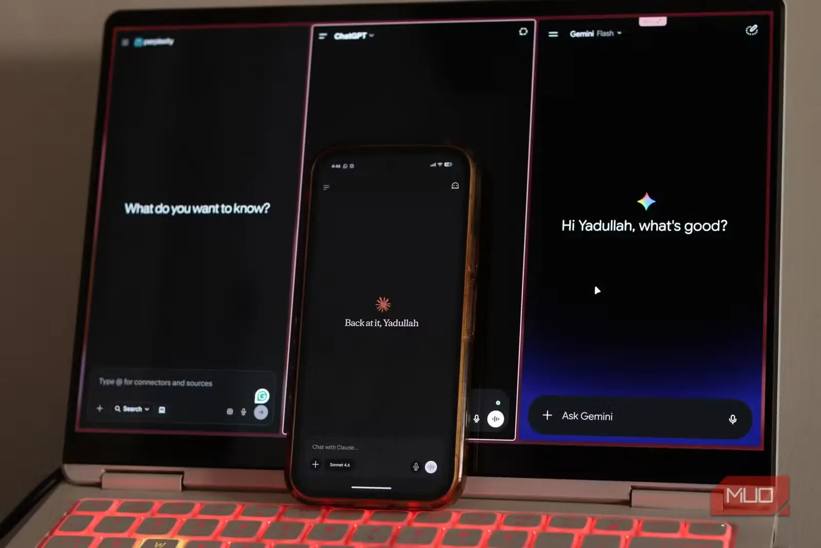 نمای بازبودن ChatGPT، Claude، Gemini و Perplexity روی لپتاپ Windows و گوشی Android