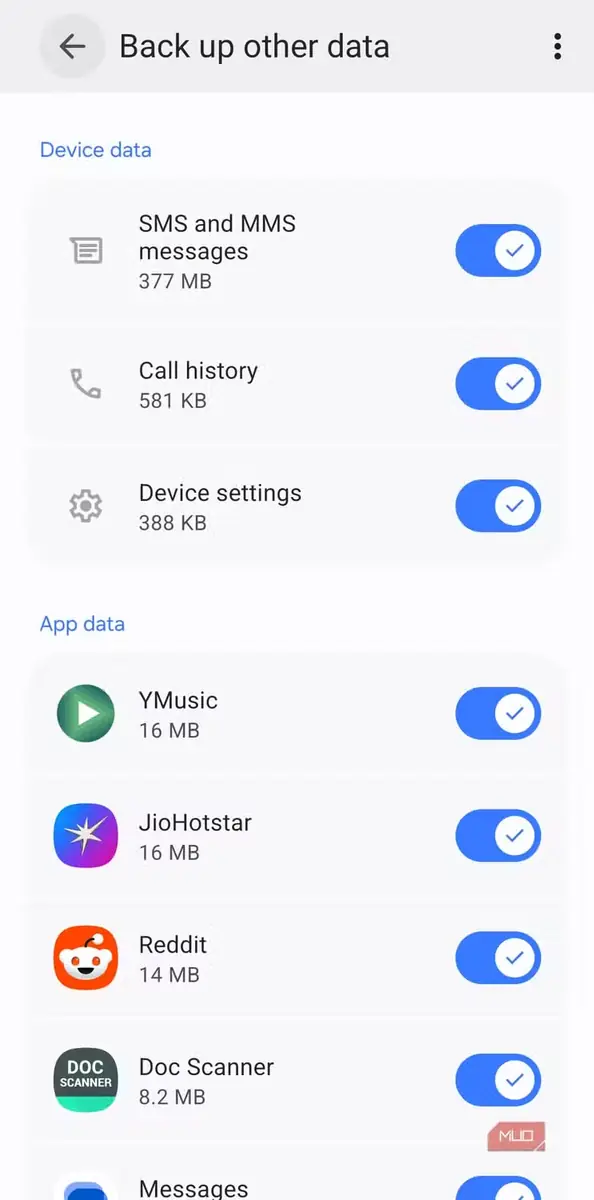 جزئیات پشتیبانگیری دستگاه در Google One