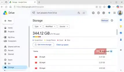 نمای وبسایت Google Drive در مرورگر