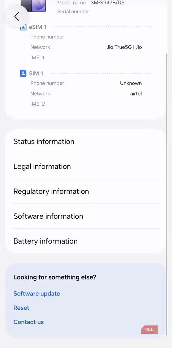 منوی «درباره تلفن» در Android