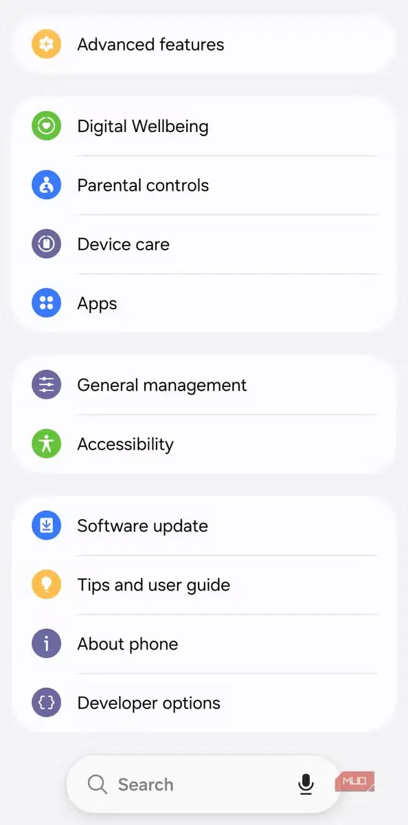 نمایش منوی گزینههای برنامهنویس در Android