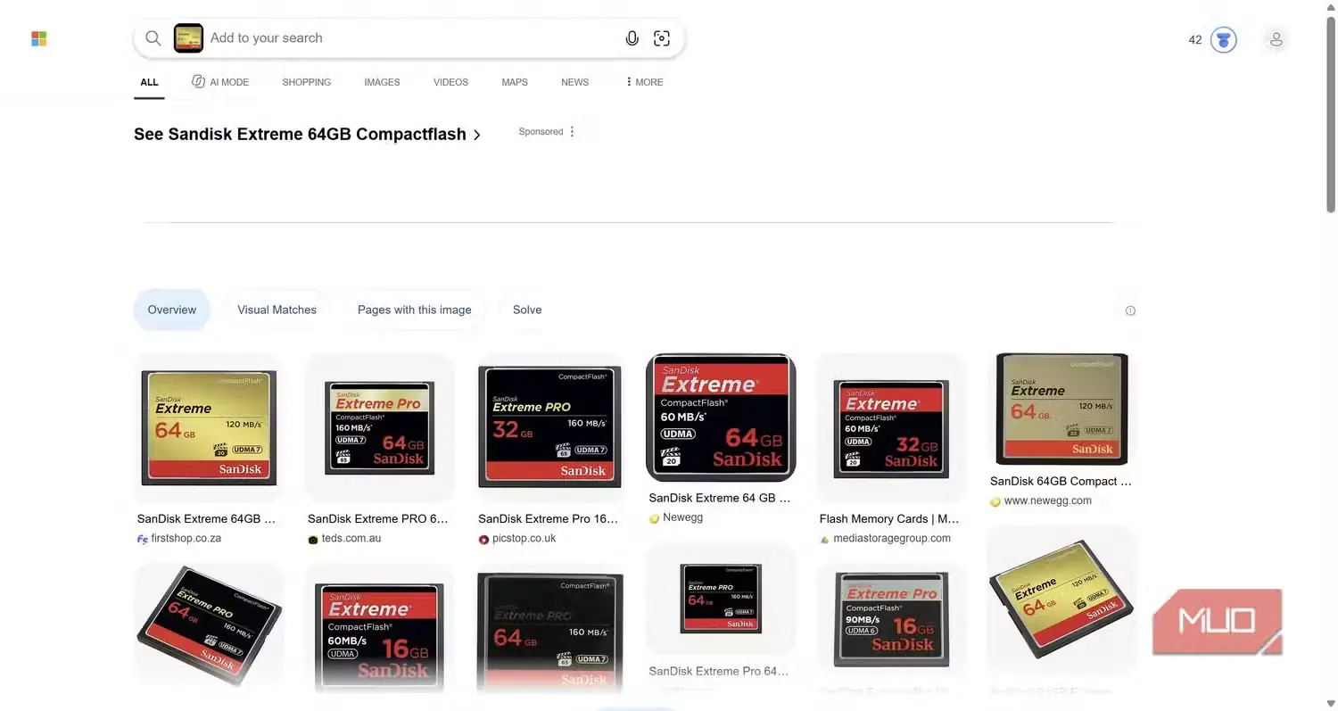 جست‌وجوی دیداری کارت SD ساخت SanDisk با کنش هوش مصنوعی Windows 11