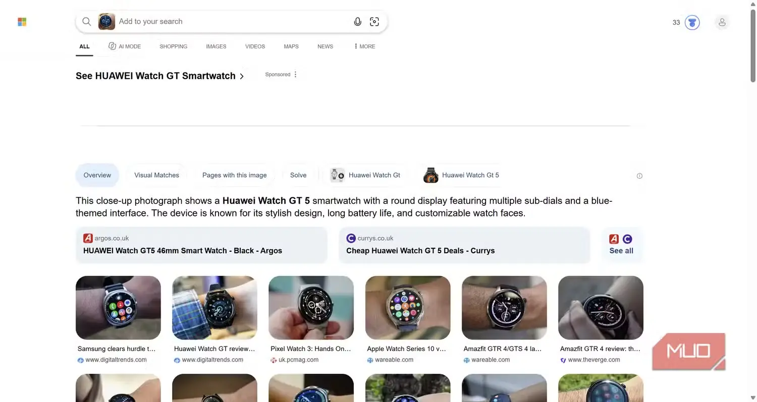 جست‌وجوی دیداری Moto Watch Ultra با کنش هوش مصنوعی Windows 11