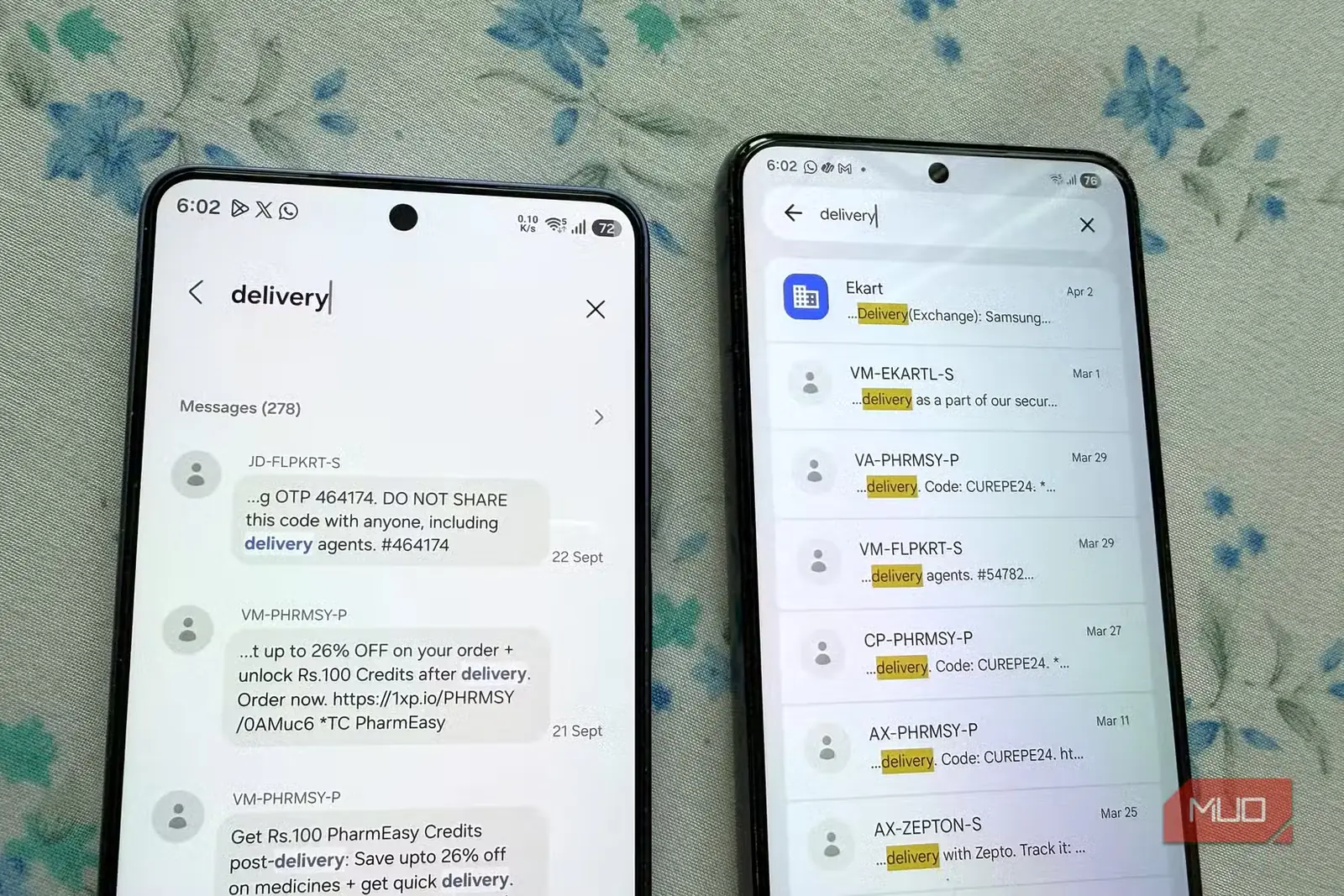 ابزار جستوجوی Samsung Messages و Google Messages