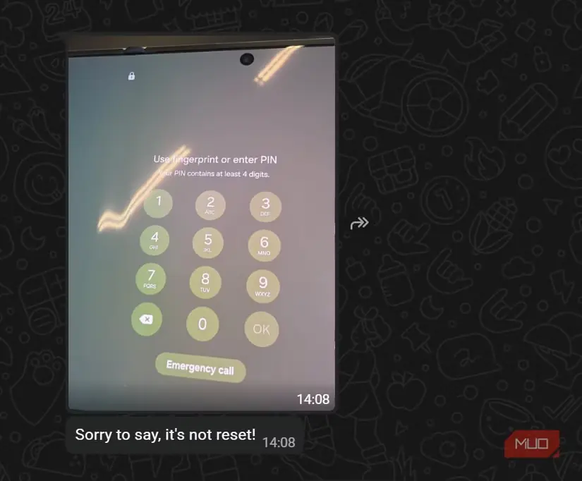 گفتوگوی WhatsApp درباره ناموفقبودن پاکسازی از راه دور سامسونگ