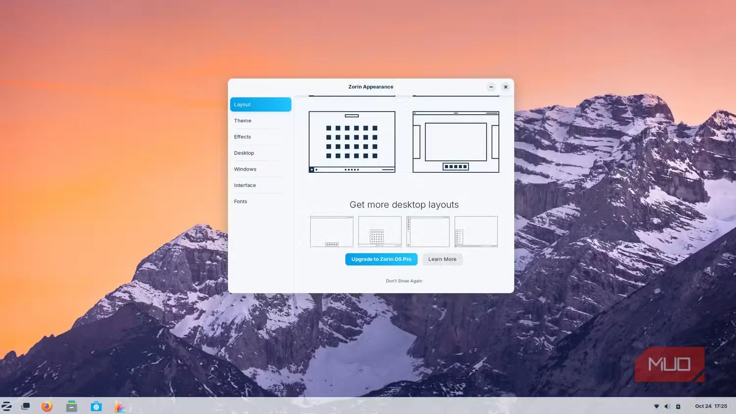 تنظیم چیدمان‌های گوناگون در Zorin OS