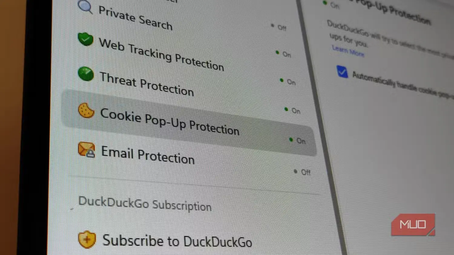 تنظیمات محافظت در برابر پنجرههای کوکی در DuckDuckGo