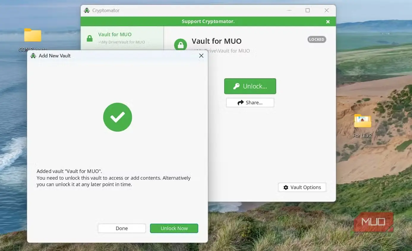 باز کردن قفل گاوصندوق Cryptomator