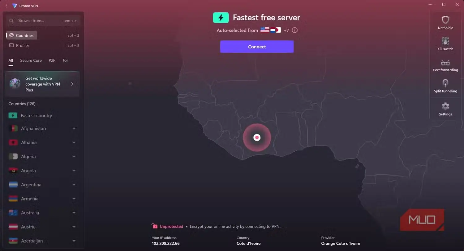 انتخاب پیشفرض سریعترین سرور در Proton VPN