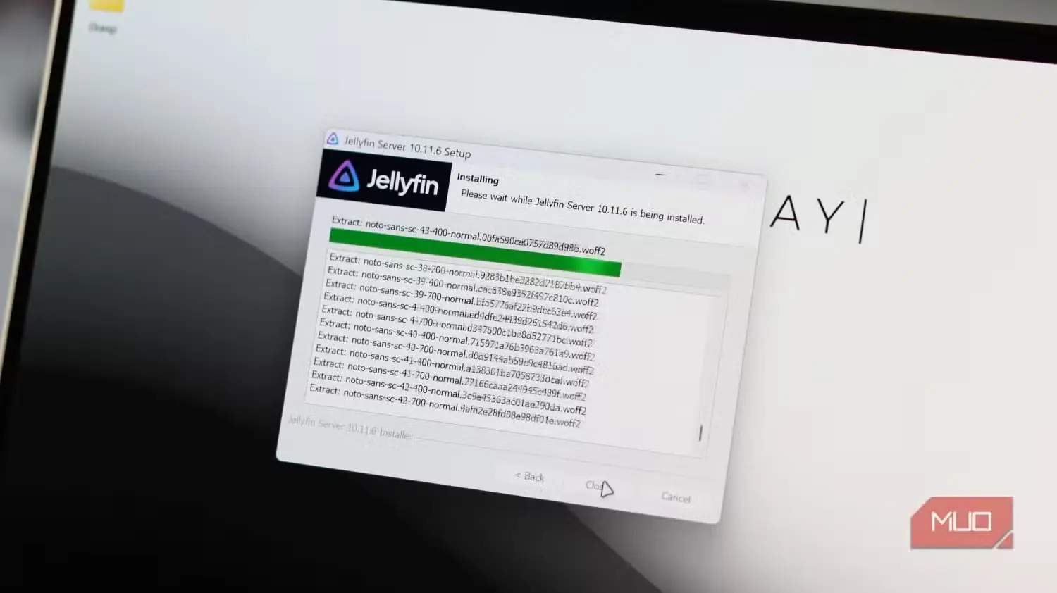 اجرای نصبکنندهٔ Jellyfin در Windows 11