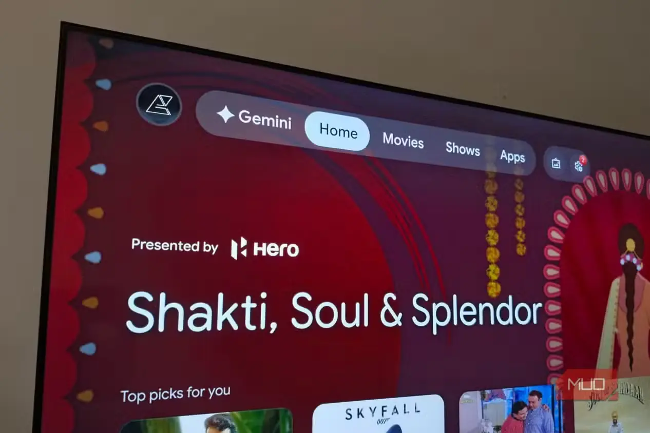 نماد Gemini در صفحه اصلی Android TV