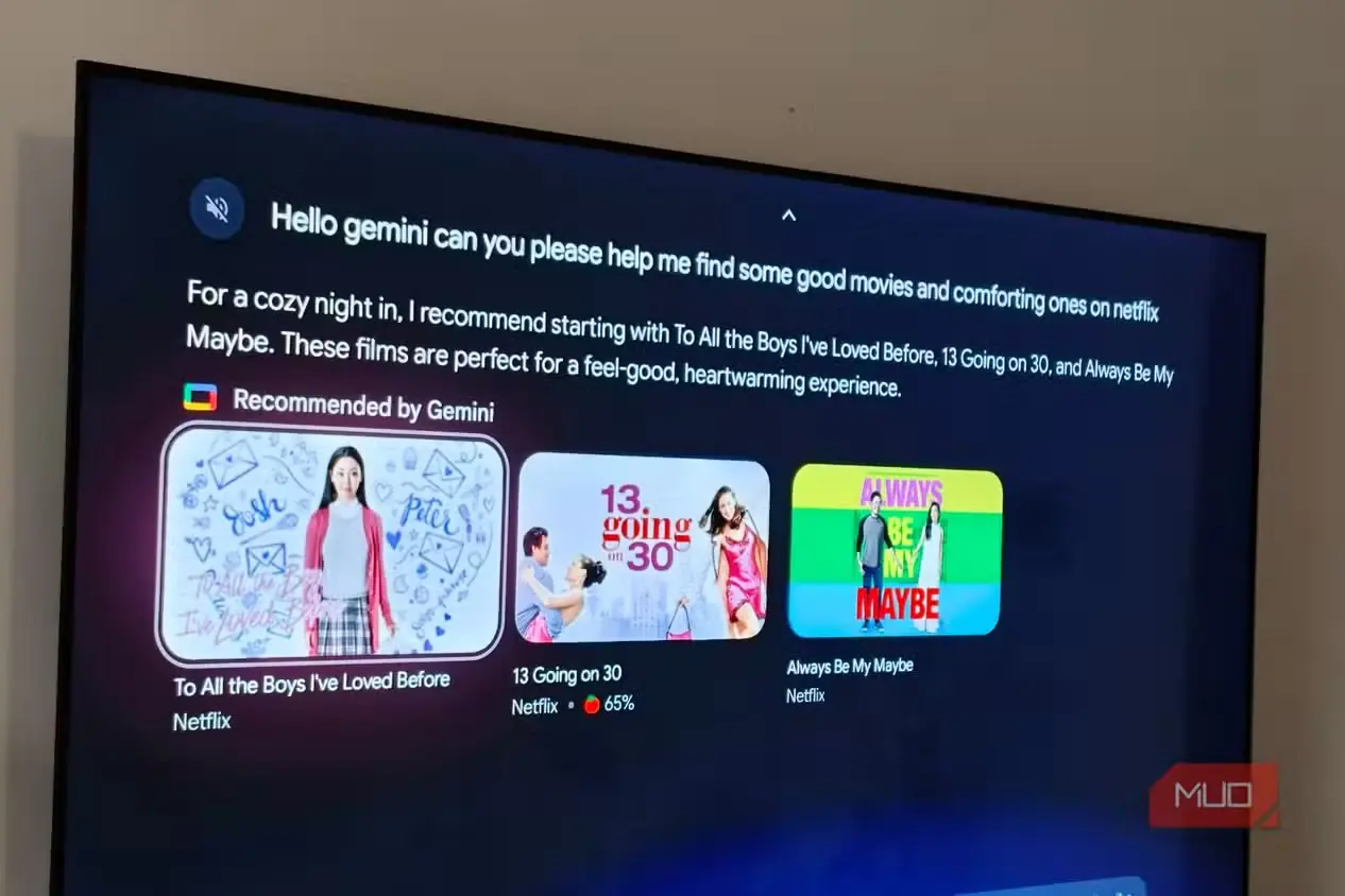 پیشنهادهای Gemini برای فیلمهای گرم و آرامشبخش در Google TV