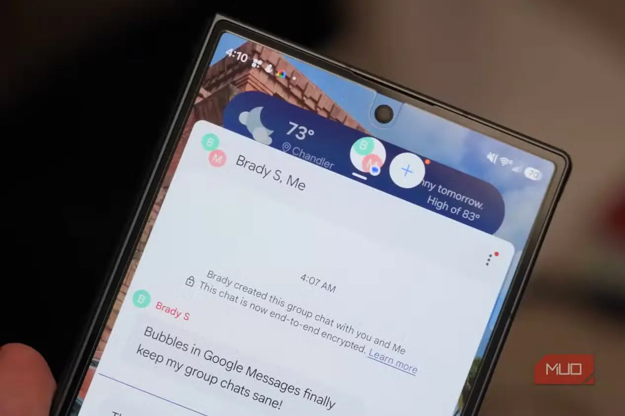 نمای حباب گفتوگو در Google Messages