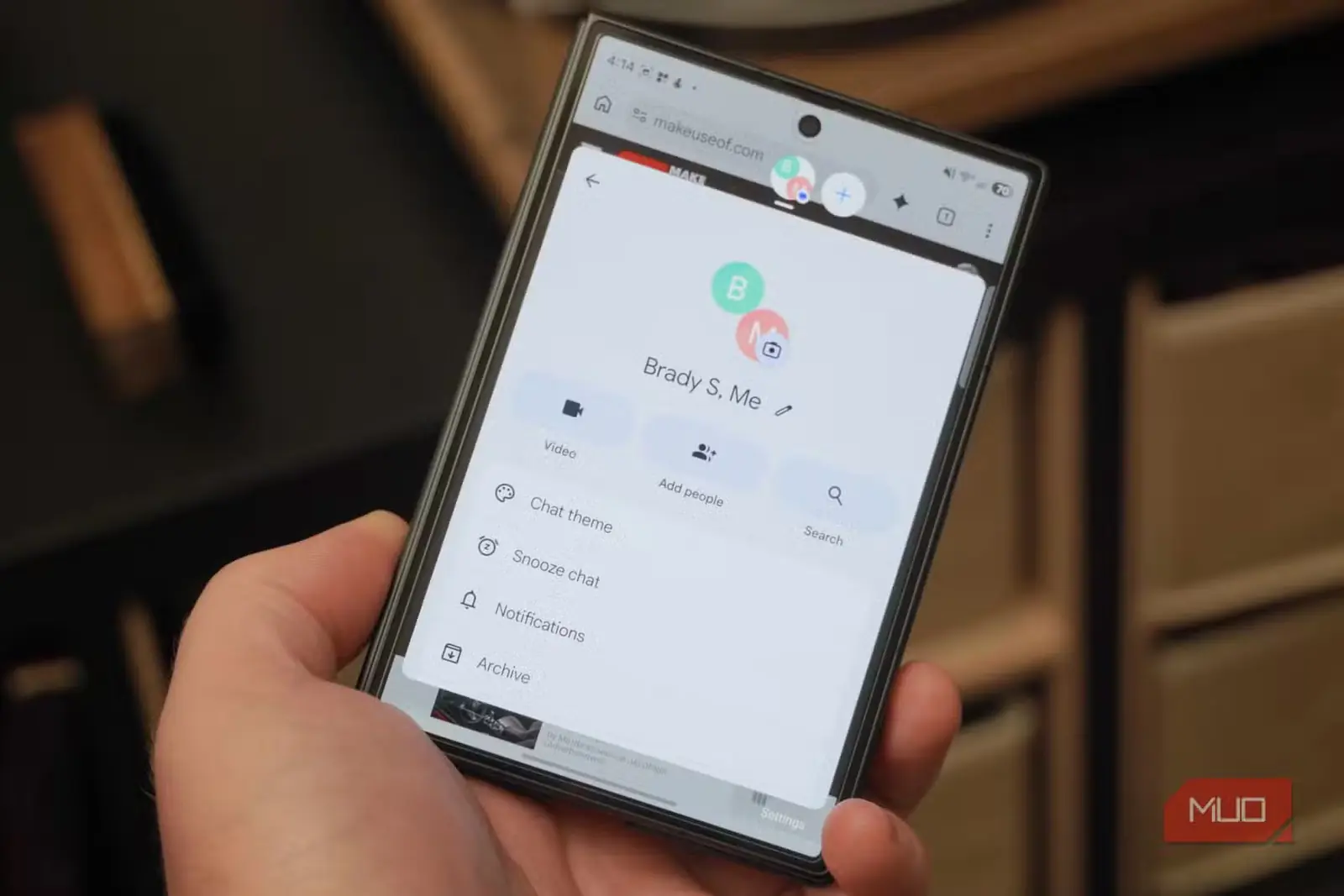 دکمهٔ تعویق اعلان در حباب Google Messages