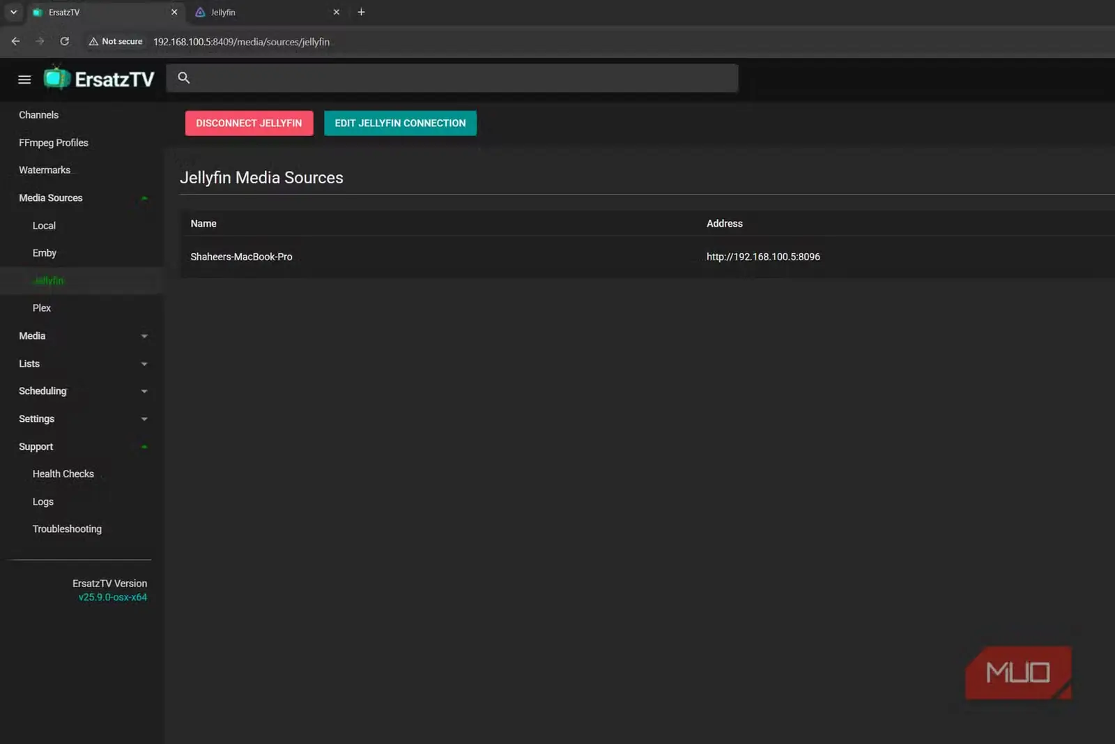 تنظیم اتصال Jellyfin به ErsatzTV