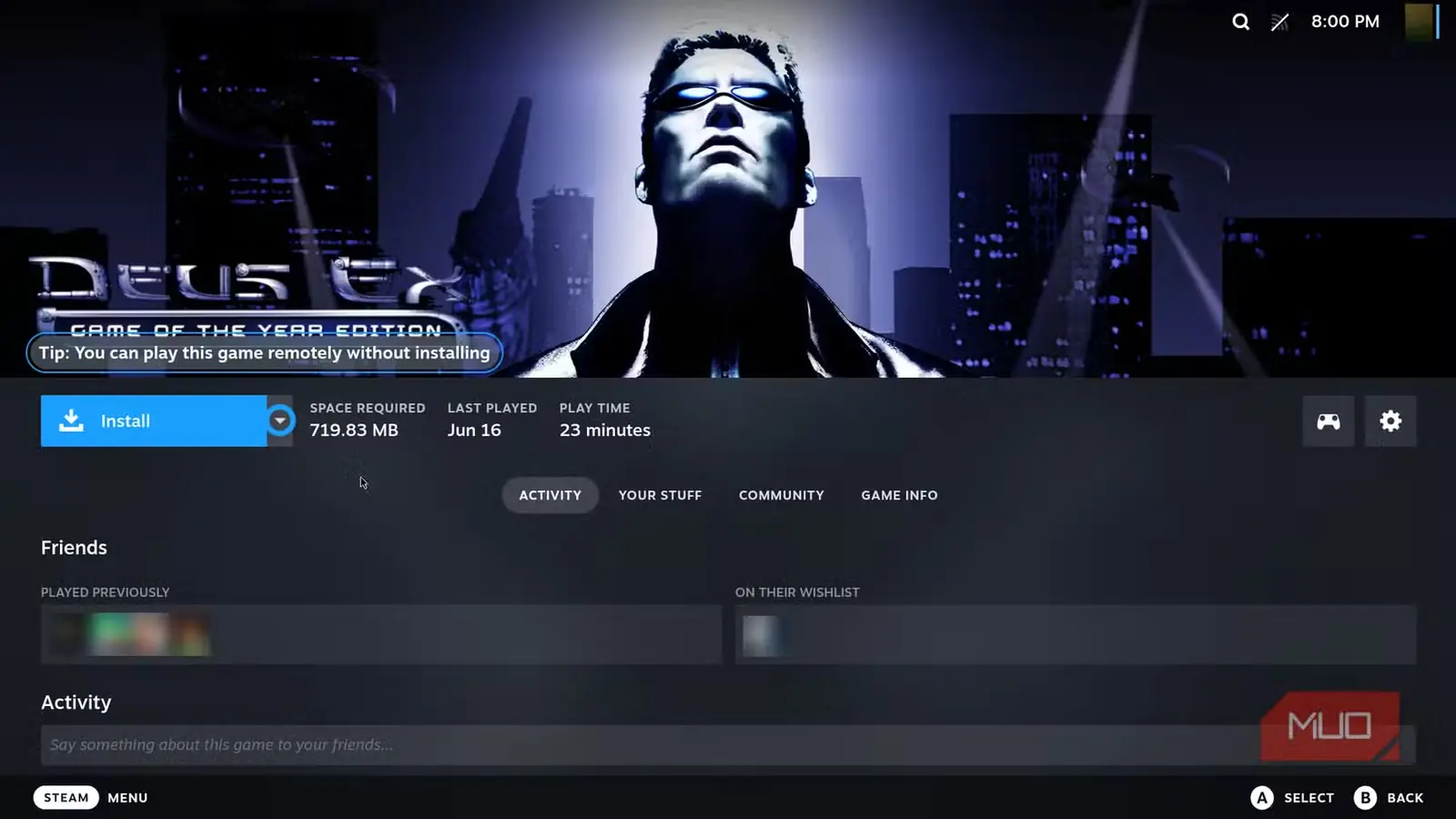 نصب بازی Deus Ex: Game of the Year Edition از طریق Steam در Batocera