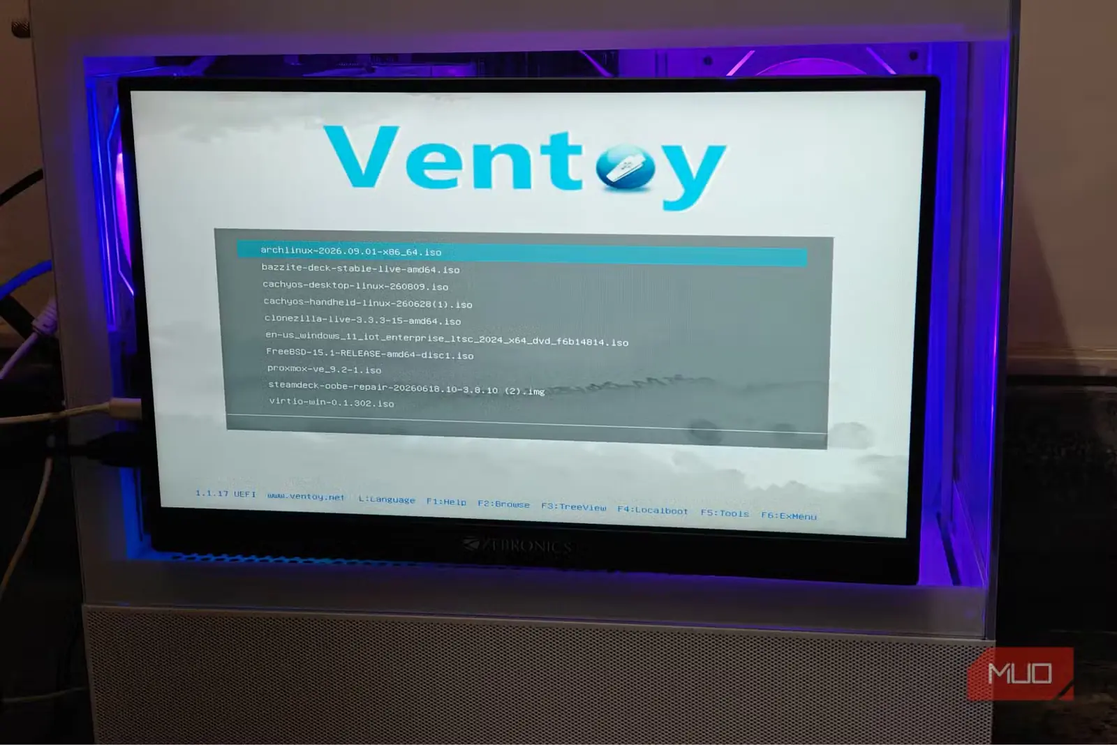 راهاندازی Ventoy روی نمایشگر قابلحمل